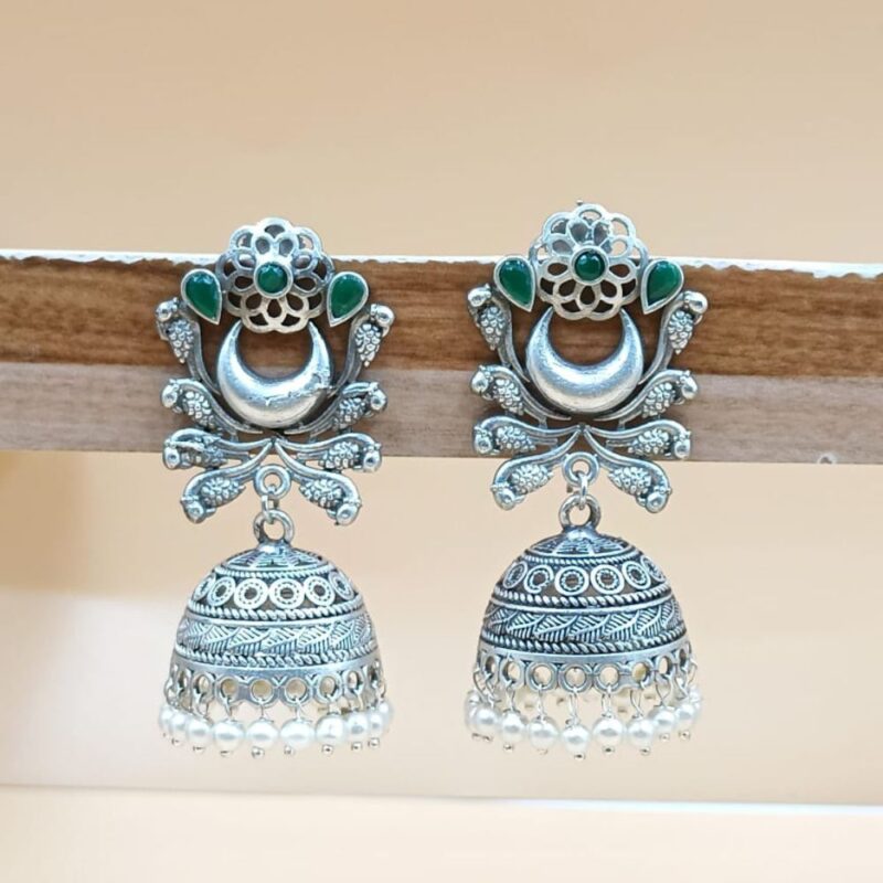 Elegant Green Jhumki Earrings – 6cm Designer Drop